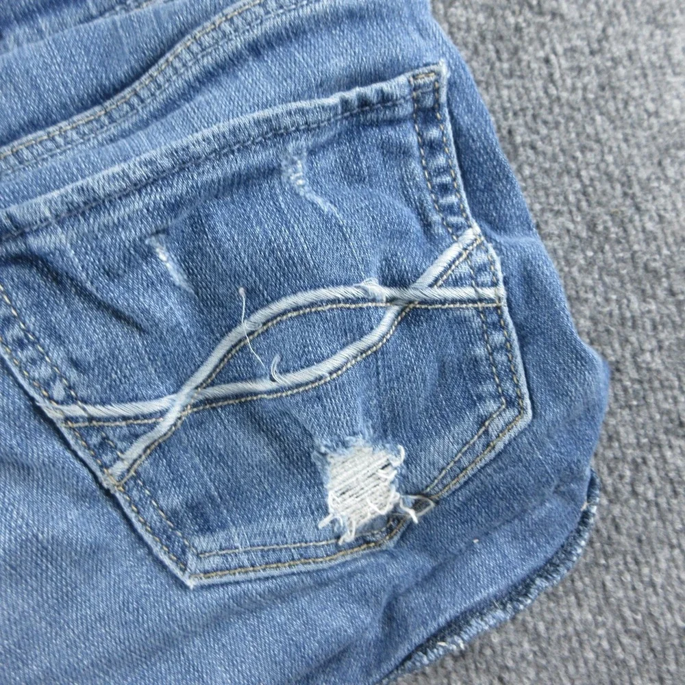 Abercrombie & Fitch Denim Shorts Womens 2 Blue Low Rise Distressed Cuffed Y2K